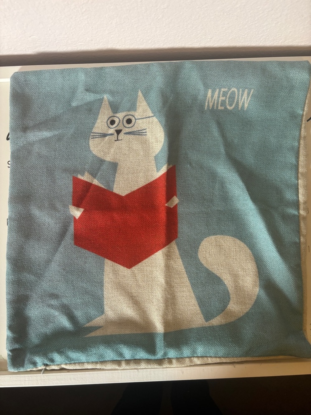 Cat Holding Book Print Throw Pillow Cover - 17βX17β